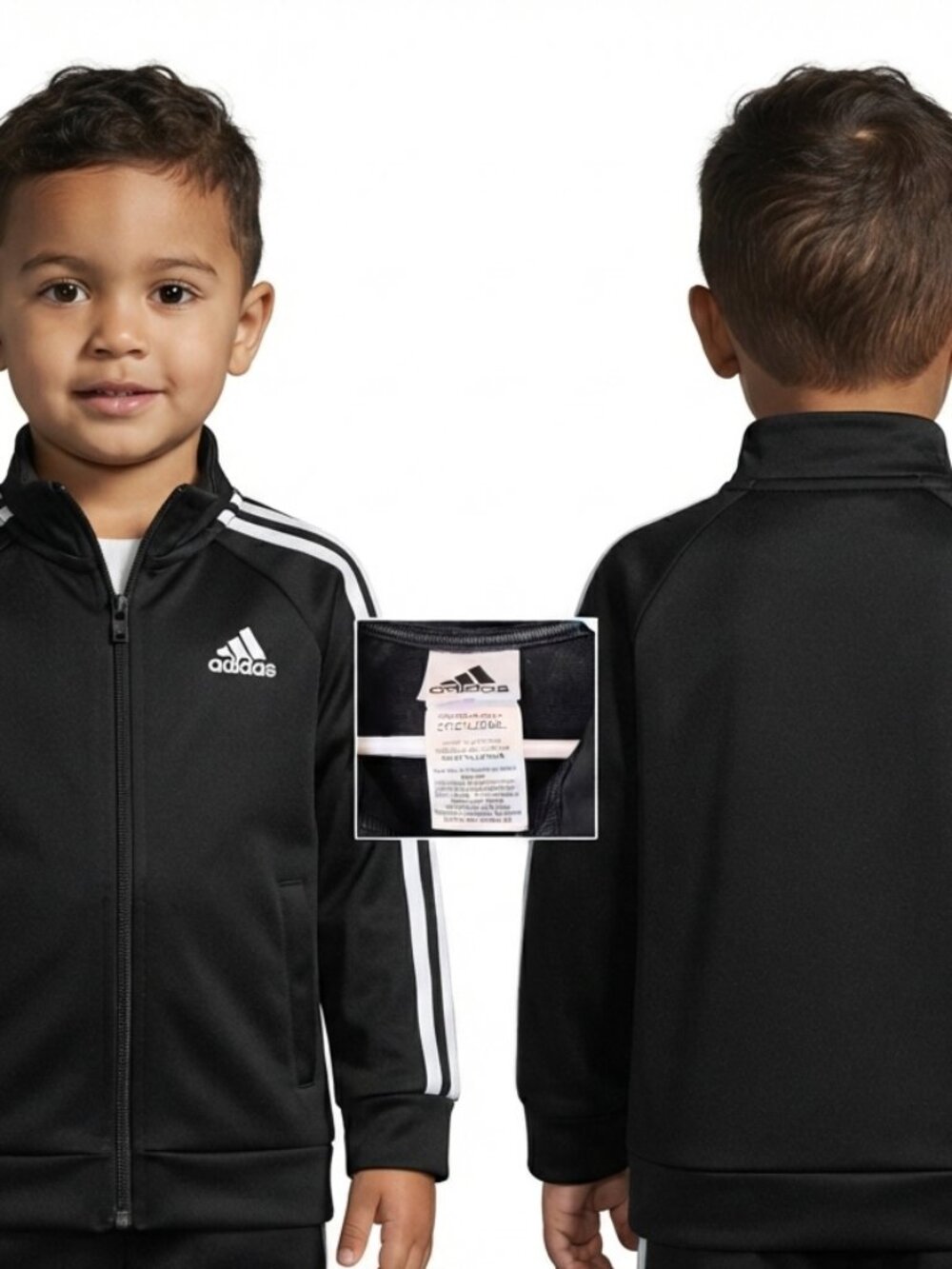 Addidas Toddler Boy Long Sleeve Black Track Jacket with Front Pockets - 2T